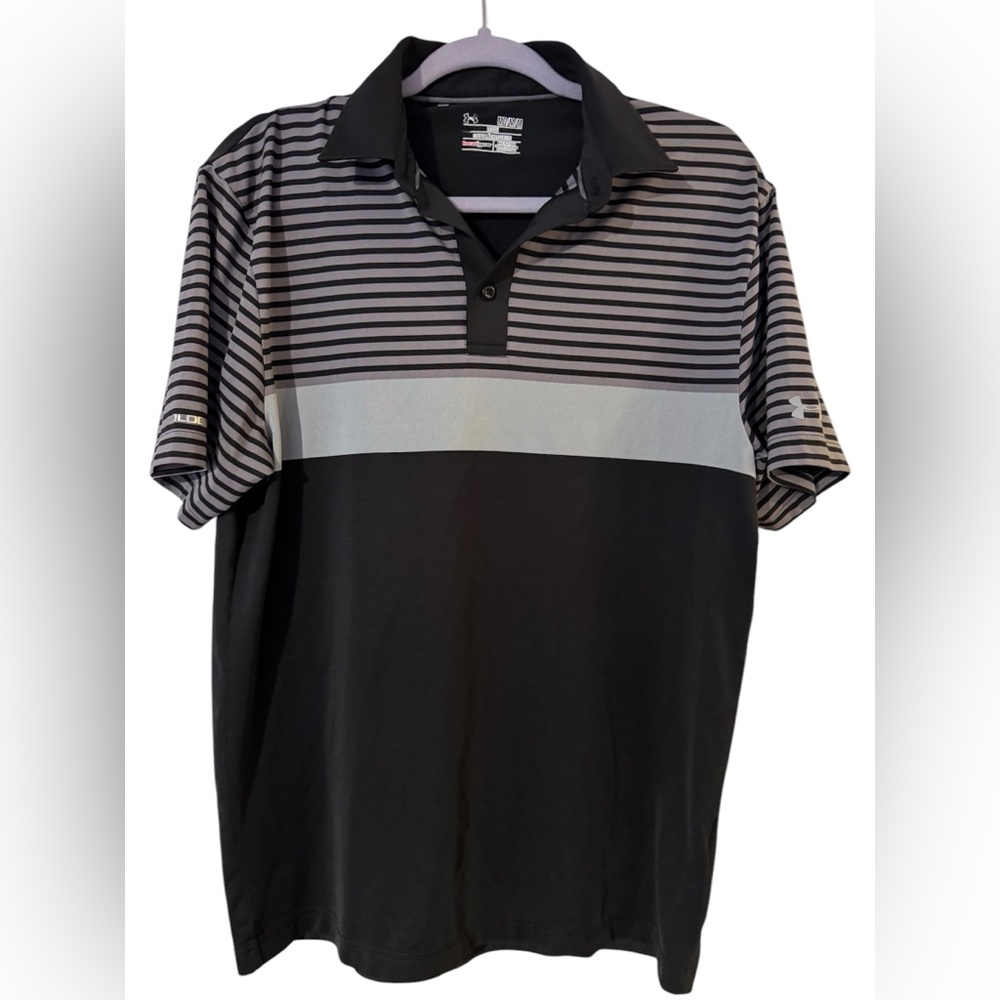 Under Armour Men's Black Striped Polo Shirt